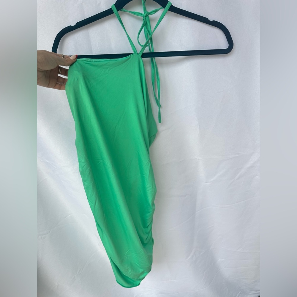 Amazon Aquamarine Bodycon Halter Mini Dress Size: S